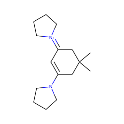 CC1(C)CC(N2CCCC2)=CC(=[N+]2CCCC2)C1 ZINC000058120566