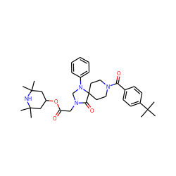 CC1(C)CC(OC(=O)CN2CN(c3ccccc3)C3(CCN(C(=O)c4ccc(C(C)(C)C)cc4)CC3)C2=O)CC(C)(C)N1 ZINC000066058928