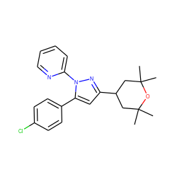 CC1(C)CC(c2cc(-c3ccc(Cl)cc3)n(-c3ccccn3)n2)CC(C)(C)O1 ZINC000144792872