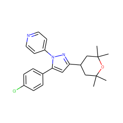 CC1(C)CC(c2cc(-c3ccc(Cl)cc3)n(-c3ccncc3)n2)CC(C)(C)O1 ZINC000144975386