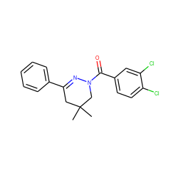 CC1(C)CC(c2ccccc2)=NN(C(=O)c2ccc(Cl)c(Cl)c2)C1 ZINC000013744727