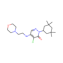 CC1(C)CC(n2ncc(NCCN3CCOCC3)c(Cl)c2=O)CC(C)(C)C1 ZINC000118639198