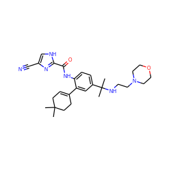 CC1(C)CC=C(c2cc(C(C)(C)NCCN3CCOCC3)ccc2NC(=O)c2nc(C#N)c[nH]2)CC1 ZINC000103281330