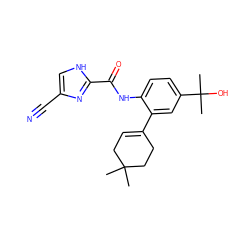 CC1(C)CC=C(c2cc(C(C)(C)O)ccc2NC(=O)c2nc(C#N)c[nH]2)CC1 ZINC000103290013