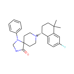 CC1(C)CC[C@@H](N2CCC3(CC2)C(=O)NCN3c2ccccc2)c2ccc(F)cc21 ZINC000028886386