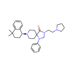 CC1(C)CC[C@H](N2CCC3(CC2)C(=O)N(CCN2CCCC2)CN3c2ccccc2)c2ccccc21 ZINC000040406450