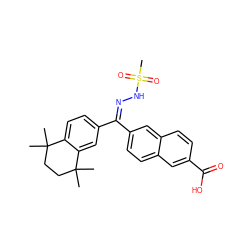 CC1(C)CCC(C)(C)c2cc(/C(=N/NS(C)(=O)=O)c3ccc4cc(C(=O)O)ccc4c3)ccc21 ZINC000013604274