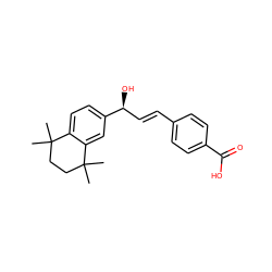 CC1(C)CCC(C)(C)c2cc([C@@H](O)/C=C/c3ccc(C(=O)O)cc3)ccc21 ZINC000026723684