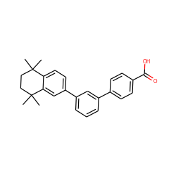 CC1(C)CCC(C)(C)c2cc(-c3cccc(-c4ccc(C(=O)O)cc4)c3)ccc21 ZINC000028758554