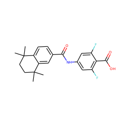 CC1(C)CCC(C)(C)c2cc(C(=O)Nc3cc(F)c(C(=O)O)c(F)c3)ccc21 ZINC000013649046