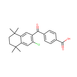 CC1(C)CCC(C)(C)c2cc(C(=O)c3ccc(C(=O)O)cc3)c(Cl)cc21 ZINC000013738445