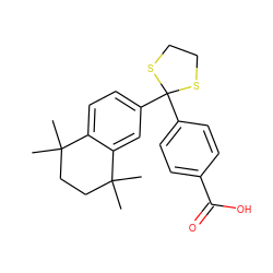 CC1(C)CCC(C)(C)c2cc(C3(c4ccc(C(=O)O)cc4)SCCS3)ccc21 ZINC000005762193