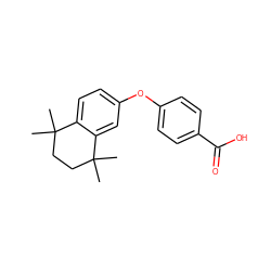 CC1(C)CCC(C)(C)c2cc(Oc3ccc(C(=O)O)cc3)ccc21 ZINC000013743071