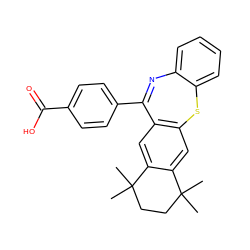 CC1(C)CCC(C)(C)c2cc3c(cc21)Sc1ccccc1N=C3c1ccc(C(=O)O)cc1 ZINC000013775912