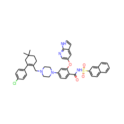 CC1(C)CCC(CN2CCN(c3ccc(C(=O)NS(=O)(=O)c4ccc5ccccc5c4)c(Oc4cnc5[nH]ccc5c4)c3)CC2)=C(c2ccc(Cl)cc2)C1 ZINC000164289275