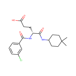 CC1(C)CCC(NC(=O)[C@@H](CCC(=O)O)NC(=O)c2cccc(Cl)c2)CC1 ZINC000013447250