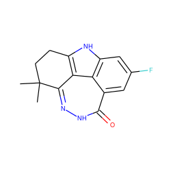 CC1(C)CCc2[nH]c3cc(F)cc4c(=O)[nH]nc1c2c34 ZINC000150189604