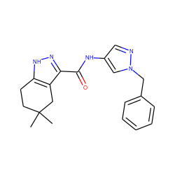 CC1(C)CCc2[nH]nc(C(=O)Nc3cnn(Cc4ccccc4)c3)c2C1 ZINC000144148087