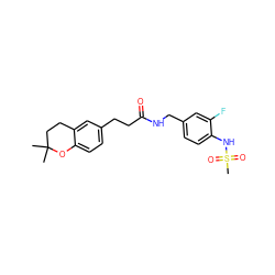 CC1(C)CCc2cc(CCC(=O)NCc3ccc(NS(C)(=O)=O)c(F)c3)ccc2O1 ZINC000040896574