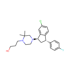 CC1(C)CN([C@@H]2C[C@@H](c3ccc(F)cc3)c3ccc(Cl)cc32)CCN1CCCO ZINC000022937990