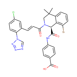 CC1(C)CN(C(=O)/C=C/c2cc(Cl)ccc2-n2cnnn2)[C@H](C(=O)Nc2ccc(C(=O)O)cc2)c2c(Br)cccc21 ZINC000223899601