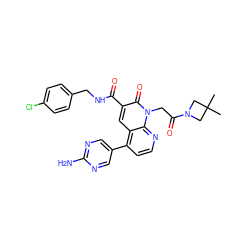 CC1(C)CN(C(=O)Cn2c(=O)c(C(=O)NCc3ccc(Cl)cc3)cc3c(-c4cnc(N)nc4)ccnc32)C1 ZINC001772636526