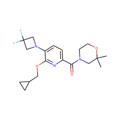 CC1(C)CN(C(=O)c2ccc(N3CC(F)(F)C3)c(OCC3CC3)n2)CCO1 ZINC000146265280