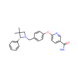 CC1(C)CN(Cc2ccc(Oc3ccc(C(N)=O)cn3)cc2)[C@@H]1c1ccccc1 ZINC000073141965