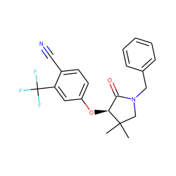 CC1(C)CN(Cc2ccccc2)C(=O)[C@@H]1Oc1ccc(C#N)c(C(F)(F)F)c1 ZINC000035322715