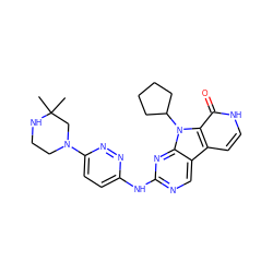 CC1(C)CN(c2ccc(Nc3ncc4c5cc[nH]c(=O)c5n(C5CCCC5)c4n3)nn2)CCN1 ZINC000201261473