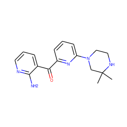 CC1(C)CN(c2cccc(C(=O)c3cccnc3N)n2)CCN1 ZINC000084758348