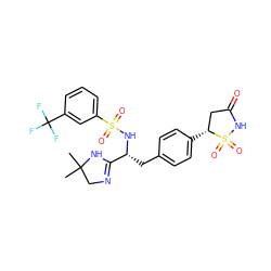 CC1(C)CN=C([C@@H](Cc2ccc([C@@H]3CC(=O)NS3(=O)=O)cc2)NS(=O)(=O)c2cccc(C(F)(F)F)c2)N1 ZINC000028977449