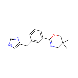 CC1(C)CN=C(c2cccc(Cc3c[nH]cn3)c2)OC1 ZINC000014979095