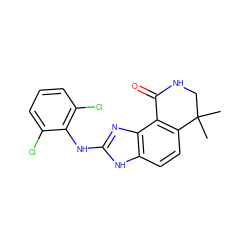 CC1(C)CNC(=O)c2c1ccc1[nH]c(Nc3c(Cl)cccc3Cl)nc21 ZINC000013475196