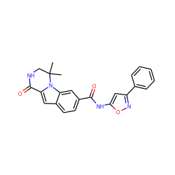 CC1(C)CNC(=O)c2cc3ccc(C(=O)Nc4cc(-c5ccccc5)no4)cc3n21 ZINC000147721236