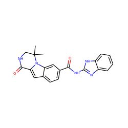 CC1(C)CNC(=O)c2cc3ccc(C(=O)Nc4nc5ccccc5[nH]4)cc3n21 ZINC000117698912