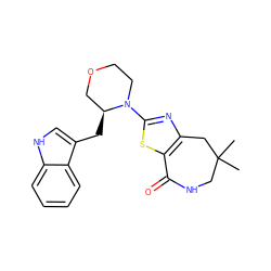 CC1(C)CNC(=O)c2sc(N3CCOC[C@@H]3Cc3c[nH]c4ccccc34)nc2C1 ZINC000040402423