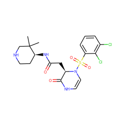 CC1(C)CNCC[C@@H]1NC(=O)C[C@@H]1C(=O)NC=CN1S(=O)(=O)c1cccc(Cl)c1Cl ZINC000035328077