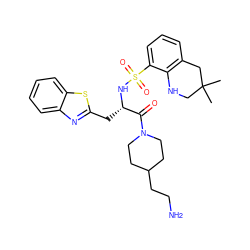 CC1(C)CNc2c(cccc2S(=O)(=O)N[C@@H](Cc2nc3ccccc3s2)C(=O)N2CCC(CCN)CC2)C1 ZINC000028761841