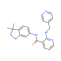 CC1(C)CNc2cc(NC(=O)c3cccnc3NCc3ccncc3)ccc21 ZINC000018710082