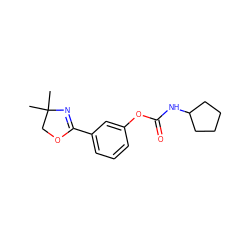 CC1(C)COC(c2cccc(OC(=O)NC3CCCC3)c2)=N1 ZINC000045288177