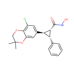 CC1(C)COc2c(Cl)cc([C@H]3[C@H](C(=O)NO)[C@@H]3c3ccccc3)cc2O1 ZINC000103251553