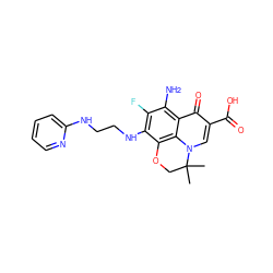 CC1(C)COc2c(NCCNc3ccccn3)c(F)c(N)c3c(=O)c(C(=O)O)cn1c23 ZINC000072123397