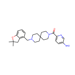 CC1(C)Cc2c(CN3CCC4(CC3)CCN(C(=O)c3ccc(N)cn3)CC4)cccc2O1 ZINC000034984816