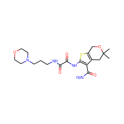 CC1(C)Cc2c(sc(NC(=O)C(=O)NCCCN3CCOCC3)c2C(N)=O)CO1 ZINC000020573675