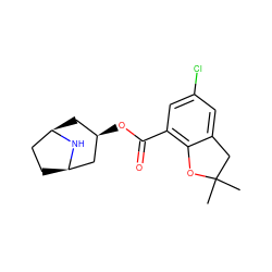 CC1(C)Cc2cc(Cl)cc(C(=O)O[C@@H]3C[C@@H]4CC[C@H](C3)N4)c2O1 ZINC000103225865