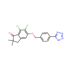 CC1(C)Cc2cc(OCc3ccc(-c4nnn[nH]4)cc3)c(Cl)c(Cl)c2C1=O ZINC000028343717