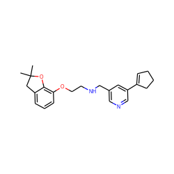 CC1(C)Cc2cccc(OCCNCc3cncc(C4=CCCC4)c3)c2O1 ZINC000003949026