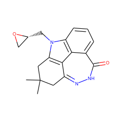 CC1(C)Cc2n[nH]c(=O)c3cccc4c3c2c(n4C[C@@H]2CO2)C1 ZINC000146750795