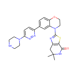 CC1(C)Cc2nc(N3CCOc4ccc(-c5ccc(N6CCNCC6)nn5)cc43)sc2C(=O)N1 ZINC000040976457